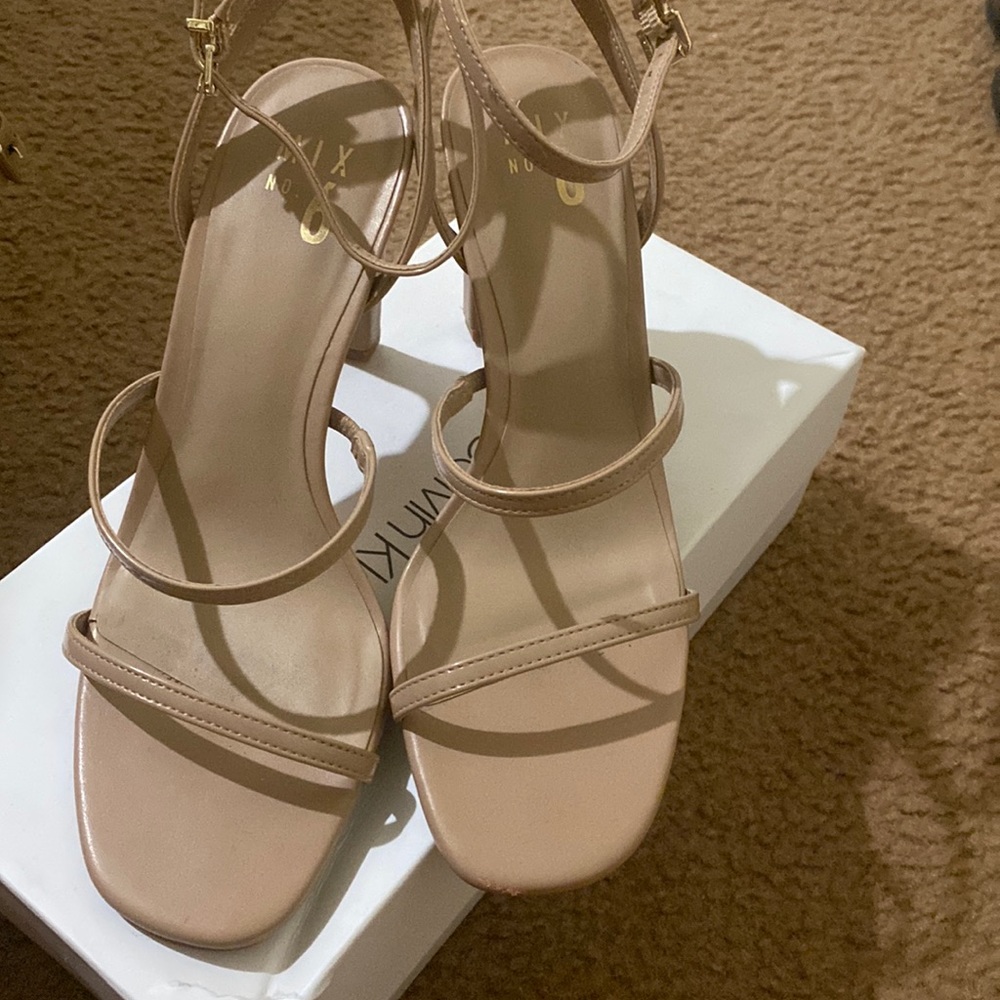 Nude strappy heels